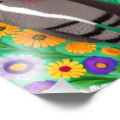 Weiße und weiße Katzen und rote Blume Fotodruck (Ecke)