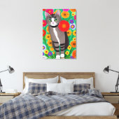 Weiße und weiße Katzen und rote Blume Leinwanddruck (Insitu (Schlafzimmer))