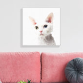 Weiße, ungerade mit Augen Katze 2 Leinwanddruck (Insitu (Wohnzimmer))