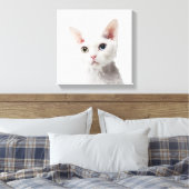 Weiße, ungerade mit Augen Katze 2 Leinwanddruck (Insitu (Schlafzimmer))
