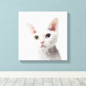 Weiße, ungerade mit Augen Katze 2 Leinwanddruck (Insitu (Holzboden))