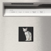 Weiße, ungerade mit Augen Katze 3 Magnet (In Situ (Geschirrspüler))