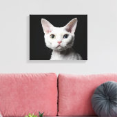 Weiße, ungerade mit Augen Katze Leinwanddruck (Insitu (Wohnzimmer))