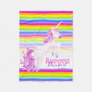 Weiße, unicorn-Galopp-Regenbogendecke Fleecedecke