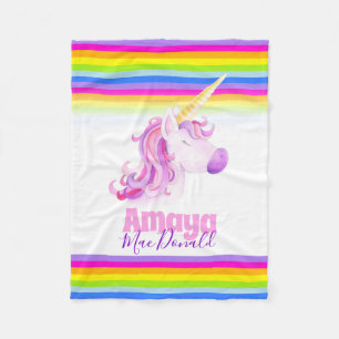 Weiße, unicorn-Regenbogendecke Fleecedecke