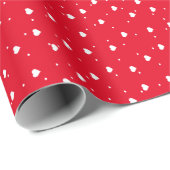 Weiße Valentine hören Muster über Rot Geschenkpapier (Rolleneckpunkt)