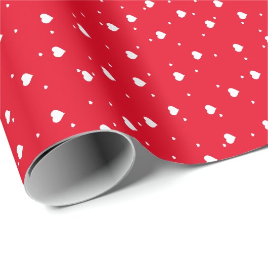 Weiße Valentine hören Muster über Rot Geschenkpapier (Rolleneckpunkt)