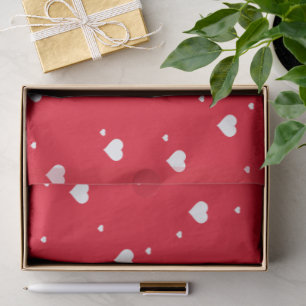 Weiße Valentinstag-Herzen Muster auf Rot Seidenpapier