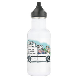 Weiße Van-Mann-Unternehmenswerbung Edelstahlflasche