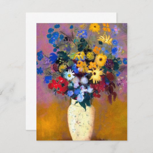 Weiße Vase mit Blume Odilon Redon Begleitkarte (Vorne/Hinten)