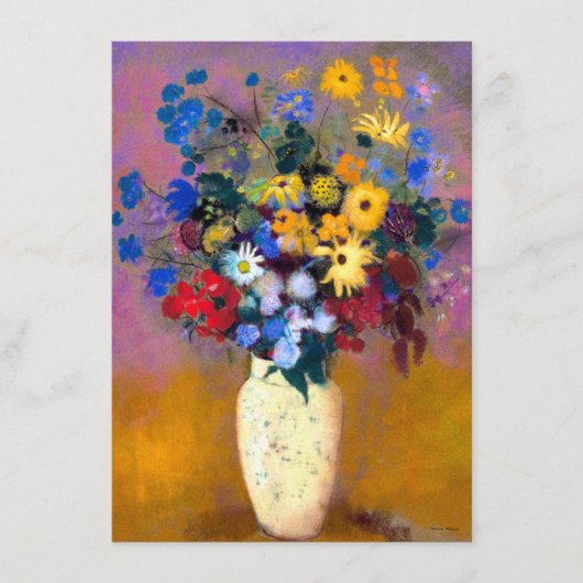 Weiße Vase mit Blume Odilon Redon Begleitkarte (Vorderseite)