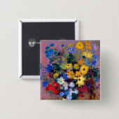 Weiße Vase mit Blume Odilon Redon Button (Vorne & Hinten)