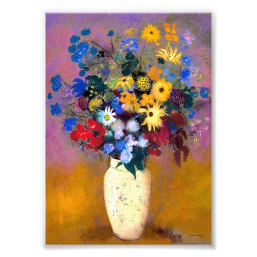 Weiße Vase mit Blume Odilon Redon Fotodruck (Vorne)