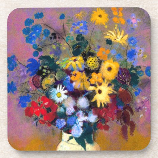 Weiße Vase mit Blume Odilon Redon Getränkeuntersetzer (Vorderseite)