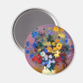Weiße Vase mit Blume Odilon Redon Magnet (Vorderseite/Rückseite)