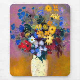 Weiße Vase mit Blume Odilon Redon Mousepad