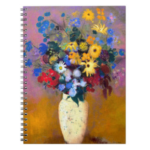 Weiße Vase mit Blume Odilon Redon Notizblock