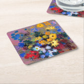 Weiße Vase mit Blume Odilon Redon Rechteckiger Pappuntersetzer (angewinkelt)