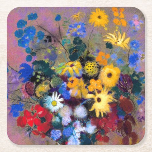 Weiße Vase mit Blume Odilon Redon Rechteckiger Pappuntersetzer (Vorderseite)