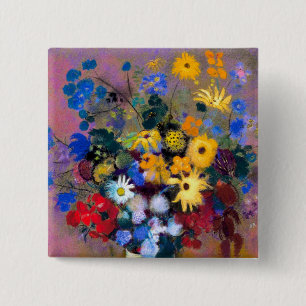 Weiße Vase mit Blumen Odilon Redon Button