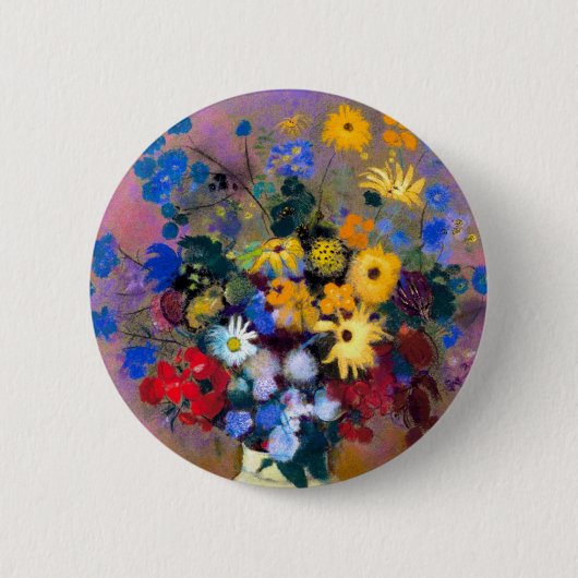 Weiße Vase mit Blumen Odilon Redon Button (Vorderseite)