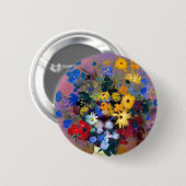 Weiße Vase mit Blumen Odilon Redon Button (Vorne & Hinten)