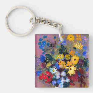Weiße Vase mit Blumen Odilon Redon Schlüsselanhänger