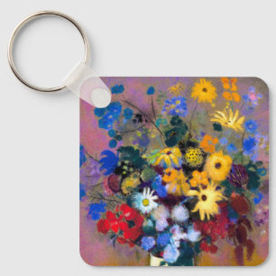 Weiße Vase mit Blumen Odilon Redon Schlüsselanhänger