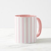 Weiße, vertikal gestreifte Tasse mit hellrosa Lini (VorderseiteRechts)