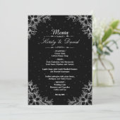 Weiße Verzierte Blumenhochzeit Menükarte (Stehend Vorderseite)