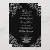 Weiße Verzierte Blumenhochzeit Programm (Vorne/Hinten)