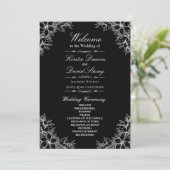 Weiße Verzierte Blumenhochzeit Programm (Stehend Vorderseite)