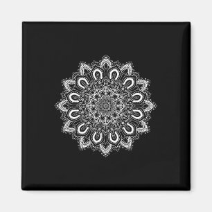 Weiße verzierte Lotusblumen-Yoga-Mandala  Magnet