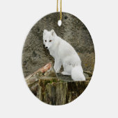 Weiße Verzierung des arktischen Fuchses Weihnachts Keramik Ornament (Rechts)