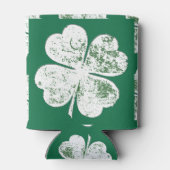 Weiße, vierblättrige Klee auf grünem Boden Dosenkühler (Rückseite)