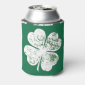 Weiße, vierblättrige Klee auf grünem Boden Dosenkühler (Kanne Rückseite)