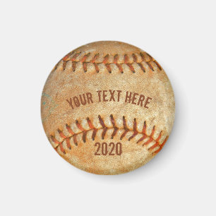 Weiße Vintage-Baseballhandschuhe mit roter Naht Magnet