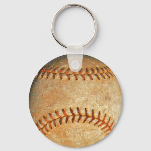 Weiße Vintage-Baseballhandschuhe mit roter Naht Schlüsselanhänger