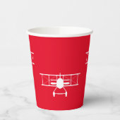 Weiße Vintage Biplane im roten Hintergrund Pappbecher (Links)