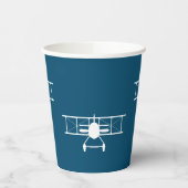 Weiße Vintage Biplane mit blauem Hintergrund Pappbecher (Links)