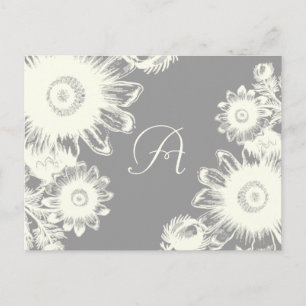 Weiße Vintage Blume - Farbe auswählen - RSVP-Karte Einladungspostkarte