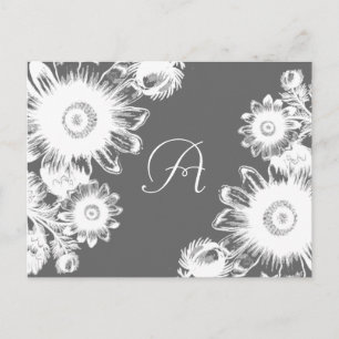 Weiße Vintage Blume - Farbe auswählen - RSVP-Karte Einladungspostkarte