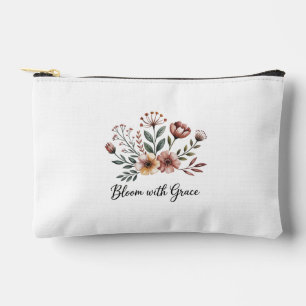 Weiße Vintage-Blumen-Wildblumen Zubehörtasche