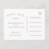 Weiße Vintage Blütenfallen Foto Geburt Ankündigungspostkarte (Rückseite)