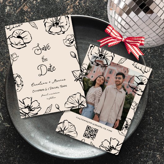 Weiße, Vintage Blütenhandkraut Save The Date