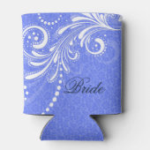 Weiße Vintage Blütenwirbel Blau Damaskus Dosenkühler (Rückseite)