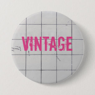 Weiße Vintage-Fliesen 80er 70er 60er Retro-Gebrauc Button