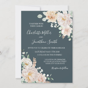 Weiße Vintage-Hochzeitskarten mit floralem Muster Einladung