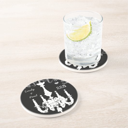 Weiße Vintage Kronleuchter wählen Hintergrundfarbe Getränkeuntersetzer (Seite)