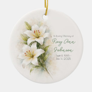 Weiße Vintage-Lilie Trauerdekoration Keramik Ornament